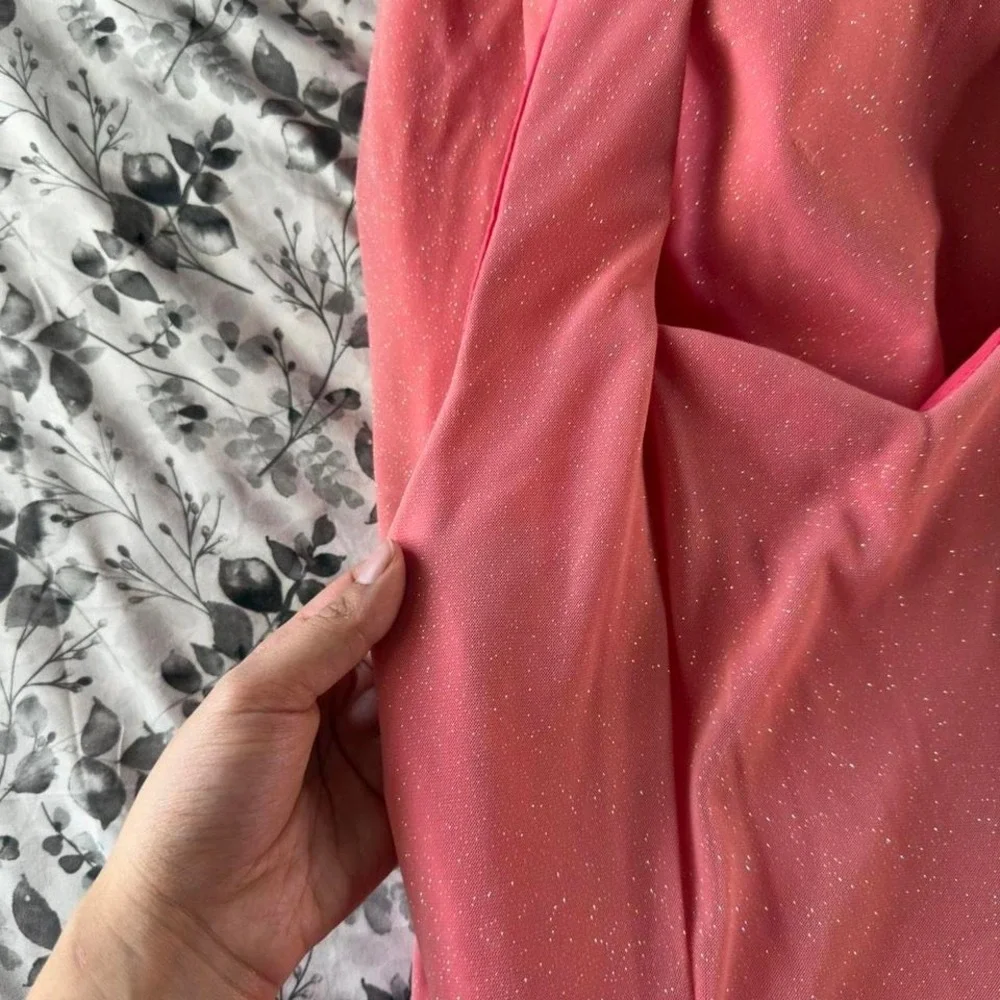 Vintage 80s Pink Sparkling Sweetheart Halter Fit and Flare Dress size S/M - Picture 4 of 7